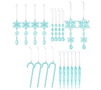 Lot de 20 décorations de Noël en forme de flocon de neige en forme de stalactites Transparent