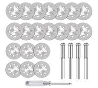 Lot de 20 disques à tronçonner diamantés 22 mm/545 pour outil rotatif Dremel avec mandrins de 3 mm et 1 tournevis, disque de coupe diamant pour verre, pierre, métal, céramique, pierres précieuses