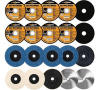 Lot de 20 disques de meulage d'angle de 75 mm avec tige de 10 mm pour couper le bois, le carrelage, le polissage du métal
