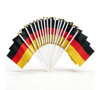 Lot de 20 drapeaux de l'Allemagne sur bâtons - Drapeau allemand à main 21 x 14 cm avec bâton en plastique de 30 cm pour tournoi de football 2026 | Fournitures de fête double face pour fête de coupe du