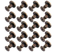 Lot de 20 Ensembles en Laiton à Tête Plate Bouton, Walfront Vis Rivets Bronze à Ongles, Bricolage Cuir Artisanal Métal Rivet pour Ceinture Aangle Sac Chaussures Décoration(6.5mm)