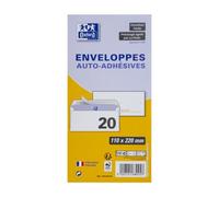 lot de 20 EnveloPPes Oxford 110x220 auto adhesive precasee - blanc