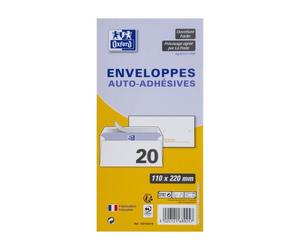 lot de 20 EnveloPPes Oxford 110x220 auto adhesive precasee - blanc