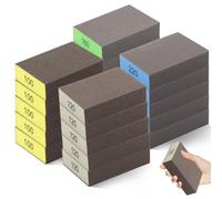 Lot de 20 éponges abrasives réutilisables pour bois - Grain 100/120/180/220 - Papier abrasif fin pour le ponçage du bois, du métal