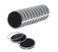 Lot de 20 étuis à capsules translucides en PS avec joint réglable et ouverture pour une large gamme de diamètres de pièces de monnaie