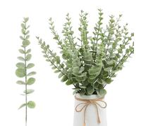 Lot de 20 fausses tiges d'eucalyptus au toucher de véritables tiges d'eucalyptus fausses fleurs artificielles pour la maison, le bureau, le bouquet de fleurs, la table, décoration de mariage