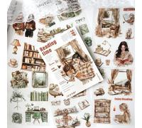 Lot de 20 feuilles d'autocollants de scrapbooking, pour la lecture, pour le bullet journaling, l'album photo, l'ordinateur, le scrapbooking (Reading Time)