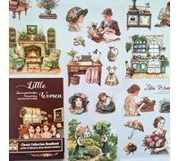 Lot de 20 feuilles Kesari Scrapbook PET Washi Stickers Accessoires, Personnages Littéraires Classiques Thème Filles pour Bricolage, Bullet Journals, Fotoalbum, Ordinateur et Scrapbooking (Little Women