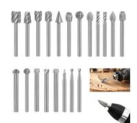 Lot de 20 Fraise Rotative, Fraisé Carbure Tungstène HSS 3 mm Tige, Embouts en Carbure pour Dremel, Mini Outils Rotatifs, Gravure Bois Métal Plastique, Meulage Polissage Perçage Découpe Artisanat DIY