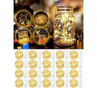 Lot de 20 guirlandes lumineuses à piles, 1 m, 20 LED, mini guirlandes lumineuses scintillantes en fil de cuivre, lucioles, lumières étoilées pour bocaux Mason, fête de mariage, Noël, centre de table