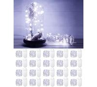 Lot de 20 guirlandes lumineuses à piles de 1 m avec 20 LED - Fil de cuivre scintillant - Pour bocaux Mason - Pour fête de mariage, Noël, centre de table - Blanc froid