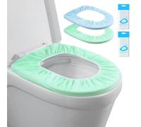 Lot de 20 housses de siège de toilette jetables en tissu non tissé, imperméables et jetables pour voyage, hôtel, hôpital, toilettes publiques (vert + bleu)