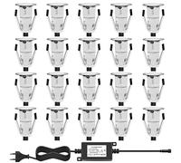 Lot de 20 Lampe de Spot LED Mini Ø18mm Eclairage encastré Inox pour Terrasse Enterré Plafonnier, IP67 Etanche DC12V Lumière Extérieure pour Chemin Escalier Paysage Etape Blanc Chaud