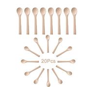 Lot de 20 mini cuillères en bois faites à la main,13 cm | Petites cuillères en bois - Pour glace, miel, café, thé, épices, drogues