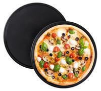 Lot de 20 moules à pizza ronds, revêtement antiadhésif, pour pizza et tarte flambée, en acier au carbone, moule à pizza, ∅ 32 cm, plaque de cuisson pour pizza, gris