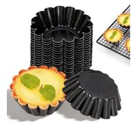 Lot de 20 Moules à Tartelettes Mini 6,3 cm, Moules à Pâtisserie Antiadhésifs en Acier au Carbone, Moules à Muffins Réutilisables pour Tarte, Pudding, Cupcake, Quiche et Dessert
