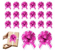 Lot de 20 nœuds à tirer en organza pour emballage cadeau, pour emballage cadeau, Noël, anniversaire, mariage, bouquet de fleurs, couronne, décorations de fête (rose rouge)