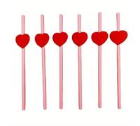 Lot de 20 pailles jetables en papier en forme de cœur rouge 6 mm pour mariage, anniversaire, fête (cœur)