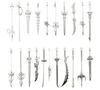 Lot de 20 pendentifs en métal vintage en forme de couteau - Marque-page - 7 cm - Porte-clés argenté - Mini accessoire de couteau ancien - Pour les amateurs de livres