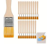 Lot de 20 Petit Pinceau Peinture 13.8 cm, Pinceau Plat Manche Bois Pinceaux Plat avec Manche en Bois pour Peinture Murale, Vernis, Colle et Bricolage, Idéal pour Décoration, Art et Artisanat