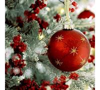 Lot de 20 petites serviettes à cocktail de Noël - Motif boule de Noël rouge - Serviettes en papier avec motif - Pour découpage et découpage - 24 x 24 cm