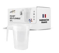 Lot de 20 Pichets Réutilisables 1,5L en PP Alimentaire - Haute Résistance, Empilables, Compatibles Lave-Vaisse