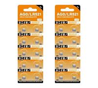 Lot de 20 piles bouton AG0/LR521 SR521W SR521SW LR63 379A 379 pour montres et jouets