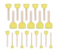 Lot de 20 pinceaux éponge ronds avec manche en bois pour travaux manuels, peinture, pochoirs, sans bavures
