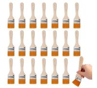 Lot de 20 pinceaux plats - 4 cm - Avec manche en bois lisse - Pinceau plat - Pour peinture, clôture, décoration, peinture