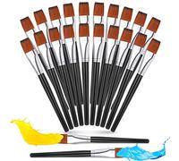 Lot de 20 pinceaux plats en acrylique de qualité supérieure pour aquarelle, peinture synthétique, petit pinceau en vrac pour détails, peinture à l'huile pour enfants et étudiants (noir, 2,5 cm)