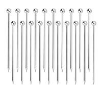 Lot de 20 Piques à Cocktail en Acier Inoxydable Argenté, Brochettes Réutilisables 11cm avec Tête à Boule pour Apéritif, Olives, Fruits et Martini, Accessoire Essentiel pour Bar et Fête