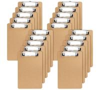 Lot de 20 planches en bois format A5 avec clip métallique, couleur marron