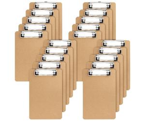 Lot de 20 planches en bois format A5 avec clip métallique, couleur marron