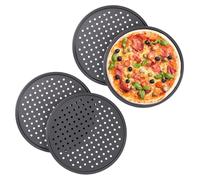 Lot de 20 plaques à pizza, rondes, perforées, antiadhésives, pour pizza et tarte flambée, en tôle d'acier perforée, plaques croustillantes, ∅ 32 cm, anthracite