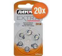 Lot de 20 plaquettes de 8 piles Rayovac pour appareils auditifs type 312 (marron) avec stylo magnétique gratuit