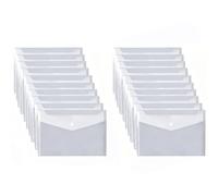 Lot de 20 Pochette Plastique A5 Perforée Transparente avec Bouton Pression, Enveloppe Budget Épaisse pour Classeur A5, Chemise Plastique Imperméable pour Organisation Bureau École Maison