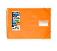 Lot de 20 pochettes avec spirales et couvercles rigides avec bandes latérales renforcées et fermeture en caoutchouc avec identifiant Colorline par Office Box (A4+ Horizontal - Orange)