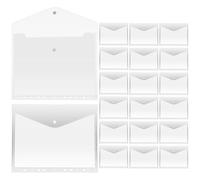 Lot de 20 Pochettes pour Documents A4 en Plastique Pp 11 Trous et Fermeture à Bouton Pression, Adaptées pour Classeurs à Crochets Bureau L'école