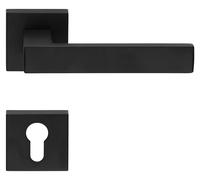 Lot de 20 poignées cylindre rosace carrée Click Clack, zamak noir, réf. 200505