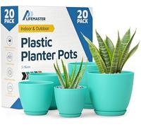 Lot de 20 Pots de Fleurs en Plastique avec Trous de Drainage - Légers, durables et Peu encombrants - pour intérieur et extérieur - Fonctionnalité Polyvalente - Design Simple et Moderne - Aqua