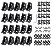 Lot de 20 profilés d'angle en aluminium - Matériel de fixation - 20 x 20 mm