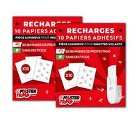 Lot de 20 recharges pour piège lumineux insectes volants - MASTER TRAP BY FAVEX - Anti-insectes volants, moucherons - Adhésives