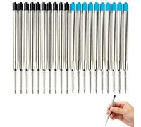 Lot De 20 Recharges Stylo Bille Format G2, 1,0mm Pointe Moyenne, Recharges Compatible Parker Et Stylo Bille Standard, Encre Indélébile Noir Et Bleu Pour Bureau Et École