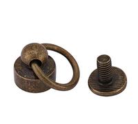 Lot de 20 Rivets Ronds en Laiton avec Anneau de Traction, Rivet en Métal pour Bricolage avec Boucle à Anneau de Traction, Rivets à Vis pour Maroquinerie, Couleurs Bronze 8 mm