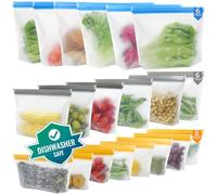 Lot de 20 sac congelation reutilisable et Stand Up,Sac congelation en silicone sans BPA, Sacs de rangement en silicone réutilisables Étanches pour Ranger Légumes, Fruits,Sandwich, LéGumes, Viandes