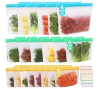 Lot de 20 Sac Congélation Reutilisable, Sac Congelation Zip et Stand Up, Sacs de CongéLation en Silicone Sans BPA, Sacs de Rangement Alimentaire Pour Stockage Aliments, Sandwich, LéGumes, Viandes