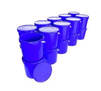 Lot de 20 seaux avec couvercle 10 l Bleu Rond | Seau en plastique résistant aux aliments, hermétique et stable | Seau vide avec poignée et couvercle adapté aux aliments, produits chimiques, poudres à