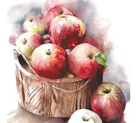 Lot de 20 seaux de pommes fraîches | nourriture | pomme | jardin | décoration de table | découpage | technique de serviette 33 x 33 cm