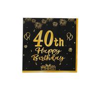 Lot de 20 serviettes à cocktail Cheers to Years - Serviettes de fête d'anniversaire noires et dorées de 17,8 x 17,8 cm pour anniversaire de mariage et célébrations importantes