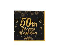 Lot de 20 serviettes à cocktail Cheers to Years - Serviettes de fête d'anniversaire noires et dorées de 17,8 x 17,8 cm pour anniversaire de mariage et célébrations importantes